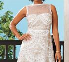8 Ashro Ivory Brown Formal Wedding Party Church Embroidered Lace A Line Dress
