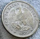 1877 Chile  1 Peso Silver Coin