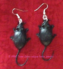 Retro Vintage Black Lab Rat Funky Earrings Laboratory Mouse Mice Novelty Jewelry