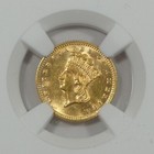 1889 Indian Princess Head Ty-3 Gold  1 Certified  Ngc Ms 62