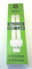 Lot 10 General Electric Double Biax 13w T4 Plugin Compact Fluorescent Light Bulb