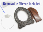 Vintage 925 Sterling Silver Repousse Oval Vanity Mirror Wood Peruvian Antique