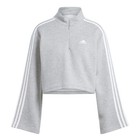 Adidas Essentials 3-stripes Fleece 1 4 Zip Womens Sweatshirt Gray Cropped Xl Nwt