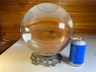 Massive Large Huge 10  Crystal Ball Antique Victorian Art Nouveau Brass Stand