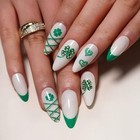 St  Patrick s Day Press On Nails Medium Clover Fake Nails With Rhinestones 