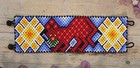 Huichol Indian Bracelet Beaded Red Jaguar Handmade Mexican Folk Art 7 1 2 Inches