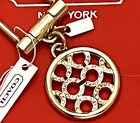Nwt Coach Crystal Pave Op Art Signature C Keychain Key Ring Fob Bag Charm Gold