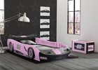 Kids Pink Turbo Race Car Twin Size Toddler Plastic Bed Car Childrens Bedroom New