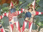 Patriotic Decor 4 Appliqued Stars Ornaments Handmade 4th Of July Vintage Look