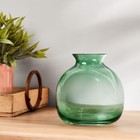 Indoor Green Glass Vase Fluted Opening Decorative Modern Home Decor Handmade