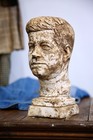 Antique Hat Stand Head Bust Countertop Display Chalkware Vintage Jfk Bookend