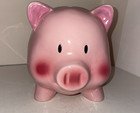 Large Mid Century Vintage Piggy Bank Fat Belly Cute Pink Piggy