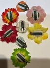 Authentic Vintage Michelle Roy Los Angeles Floral Hair Clip Lot  set Of 8 