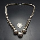 23  Strand Graduated Sterling Silver Navajo Pearls Necklace 118g Hand Stamped