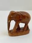 Vintage Elephant Figurine Hand Carved Wood Art Sculpture Statue Mini Brown 2 5   