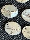 Chanel 18  X14 Mm Oval White And Black Pearlescent Buttons Cc Logo     Set Of 5