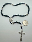 St  Michael Cord Rosary - Blue Wood And Silver Finish