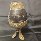 Vtg Yerba Mate Tea Cup Gourd Alpaca Silver Mf Industria Argentina With Bombilla