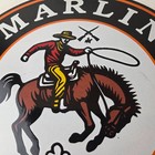Vintage Marlin Long Gun Lever Action Porcelain Sign - Cowboy Lasso Firearms