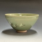 H248   Japanese Pottery Celadon Chawan Matcha Tea Bowl Tea Ceremony Sado Vintage
