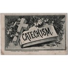 Catechism Holy Card 1890 Muehlbauer   Behrle Chicago Religious Art Curiosity Vtg