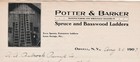 Rare  Letterhead Signed Letter - Potter   Barker Ladders - Orwell Ny 1909  