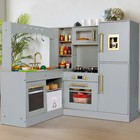 Kitchen Playset Corner Play Pretend Wooden Kids Kitchen Toys With Lights   Sound