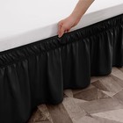  Easy To Install Wrap Around Bed Skirt Three Fabric Sides Twin 16  Drop Black