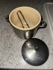 Vintage Silver Plated Ice Bucket With Ornate Lid  Ice Tongs  And Handles 8    High