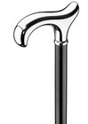 Silver Brass Head Handle Vintage Black 3 Fold Wooden Walking Stick Cane Design