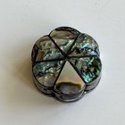 Vtg Sterling Silver - Mexico Taxco Elm Abalone Flower Pillbox - 8g