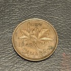 1949 Canadian Small One Cent Coin Circulated George Vi Good Condition