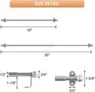 2 Pack Adjustable Curtain Rod 18-30  Nickel Cafe Door Window Drapery Rods