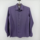 Eton Mens Slim Fit Dress Shirt Purple Navy Gingham Check 17 5 Xl 44 Long Sleeve