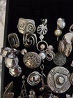 Wow  Vintage Jewelry Silver Tone Clip On Screw Back Huge Single Earrings Lot 80 