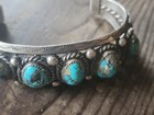 Weighty Vtg Navajo Indian Silver Blue Copper Gem Turquoise Cuff Bracelet 58g Men