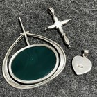 925 Sterling Silver Necklace 3-piece Set Agate Onyx Cross Heart New