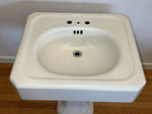Vintage Porcelain Over Cast Iron Pedestal Sink American Standard 24x20 40s White