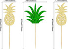 24pcs Tropical Cupcake Toppers Glitter Pineapple Leaf Aloha Cupcake Picks For Su