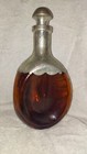 Haig   Haig Scotch Pinch Empty Decanter Amber Bottle W  Hammered Dimpled Pewter