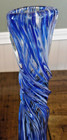Vintage Hand Blown Blue White Twisted Art Glass Vase 13 