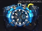 New Invicta Bolt Men s 54mm Swiss Quartz Chronograph Blue Gold Ss Watch