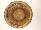 Vintage Japanese Handwoven Bamboo Shallow Bowl Baskets 5 5   x2   