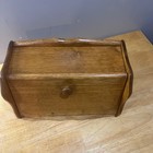 Vtg Wooden Bread Box Honey Brown Farmhouse Kitchen Countertop Storage