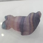 Hand Carved Gemstone Fluorite Crystal Sea Lion Figurine Animal Carving Statue 