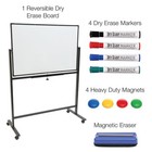 Large 48 x32  White Board On Wheels  1 Reversible Magnetic Dry Erase Board Wi   