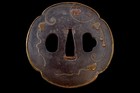 Tsuba Japanese Antique Iron Mumei Heianjo Inlay Plum Tree Design Azuchi Momoyama