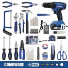  120 Pcs Home Tool Kit With Drill  20v Power Tool Combo 120 Pcs W  Drill blue 
