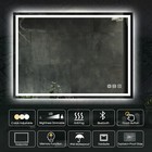 24x32in Led Bathroom Wall Vanity Mirror Touch Anti-fog Bluetooth 3 Color Lights