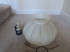 Antique White Milk Glass Melon Shade W  Ruffle Top 13 25  Fitter W  Spider